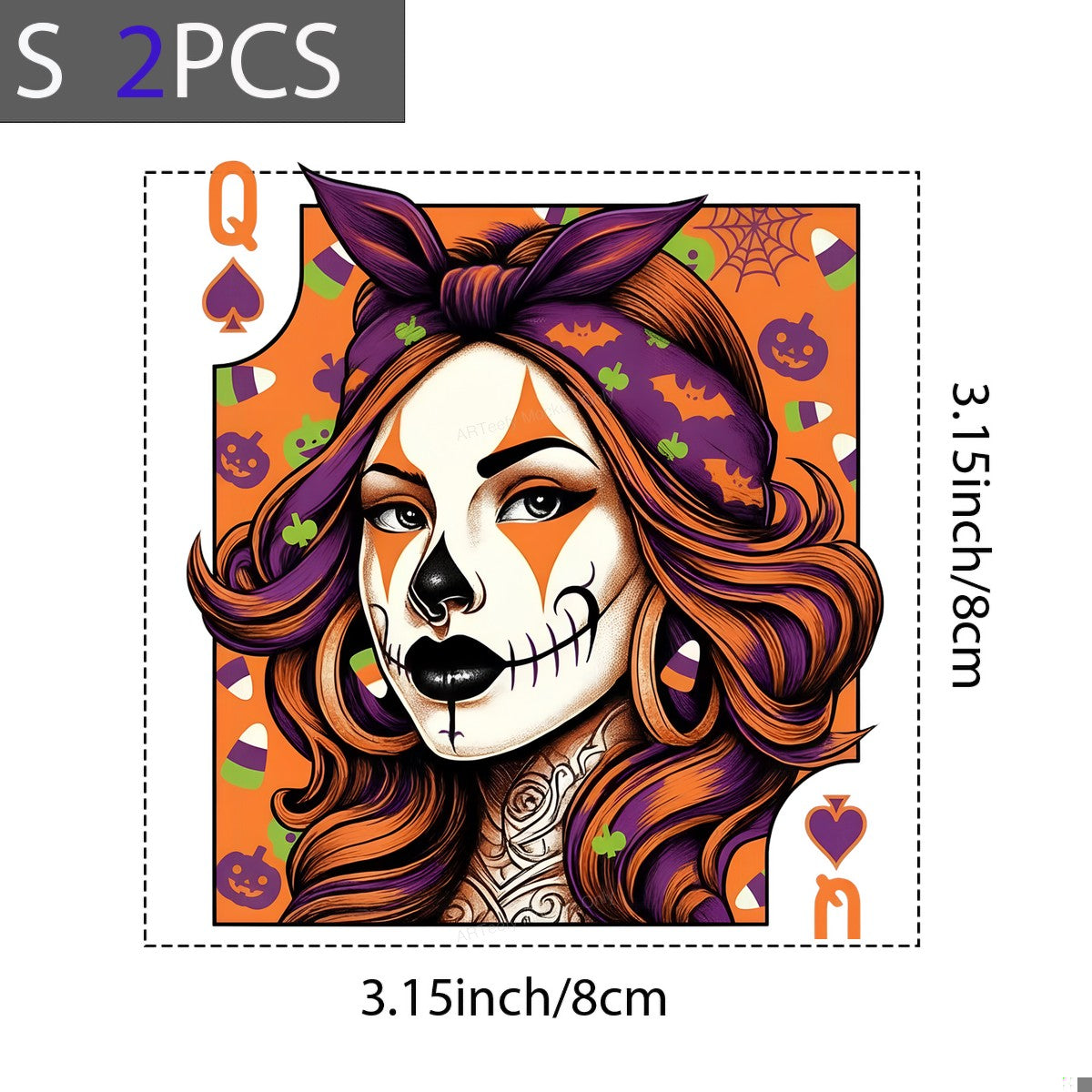 DTF Heat Transfer Iron On Sticker Heat Transfers Ready to Press Halloween Queen Card Design for T Shirts Local Warehouse - 8