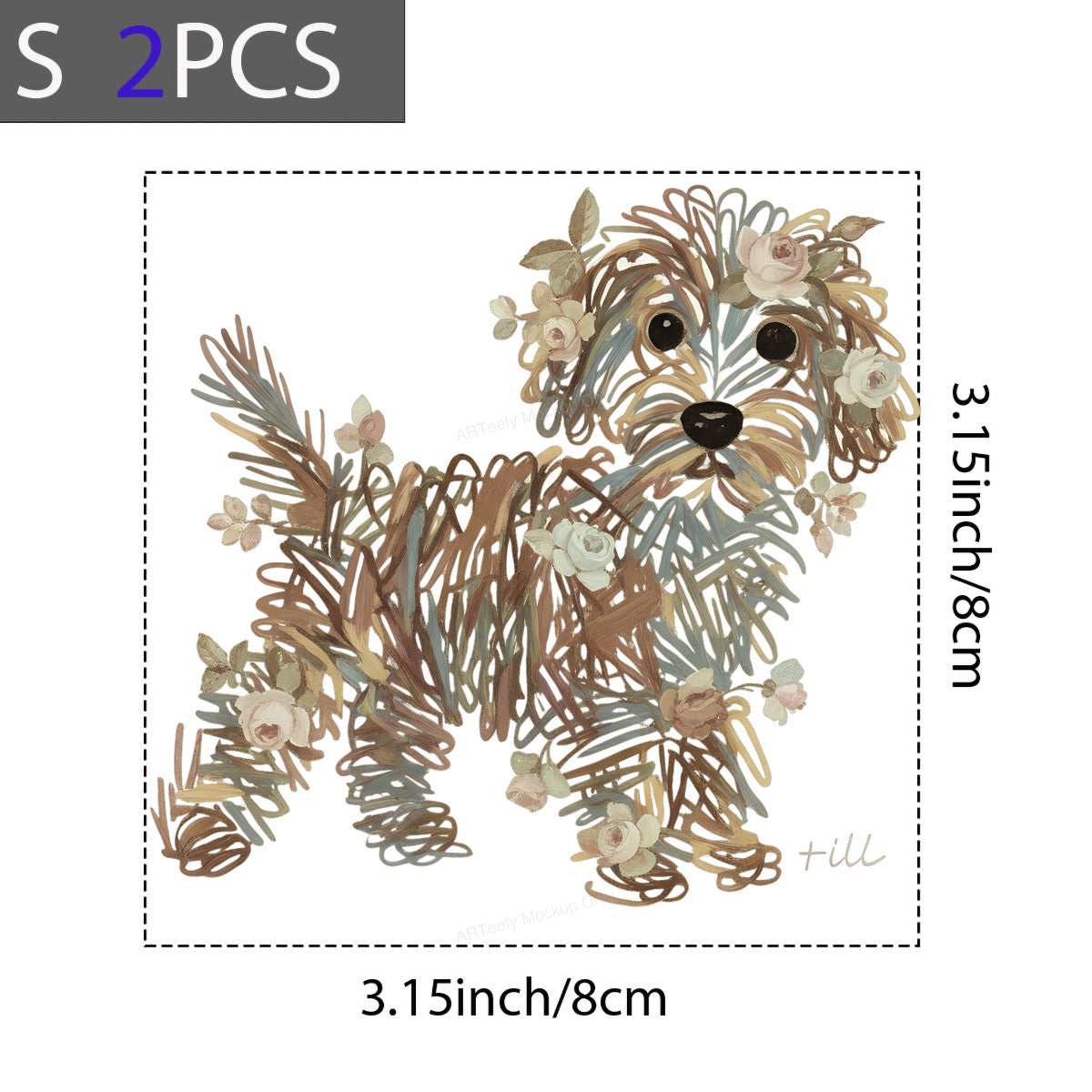 DTF Heat Transfer Iron On Sticker DTF Transfers Ready to Press Floral Dog Sketch Art for T Shirts Hoodies Local Warehouse Clearance - 8