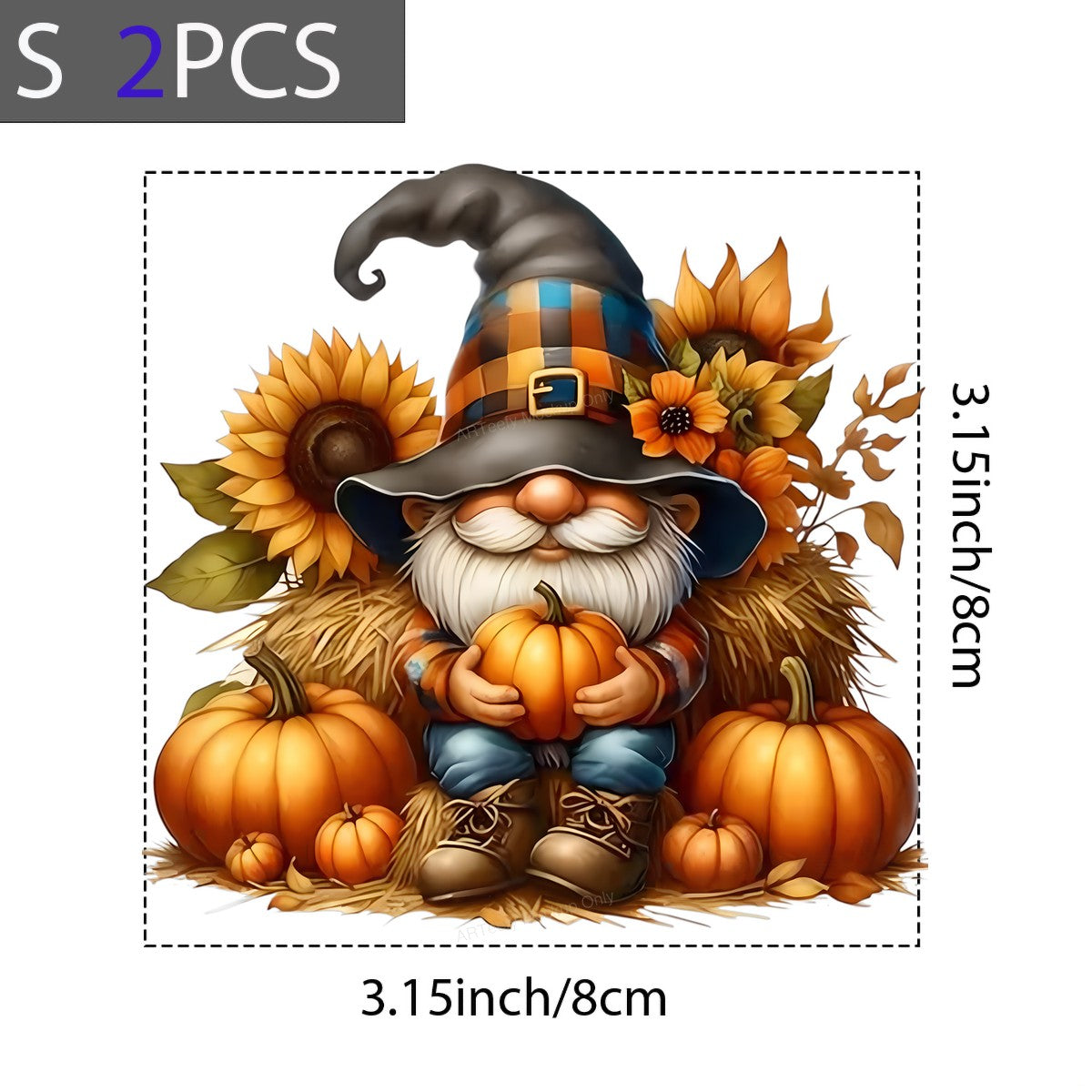 DTF Heat Transfer Iron On Sticker Heat Transfer Designs Ready to Press Autumn Gnome with Pumpkin Sunflower for Fall Decorations Local Warehouse - 8