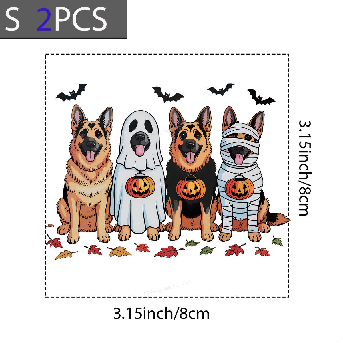 DTF Heat Transfer Iron On Sticker Iron On Transfers for T Shirts Halloween German Shepherd Ghost Mummy Design for Party Wear Local Warehouse - 8