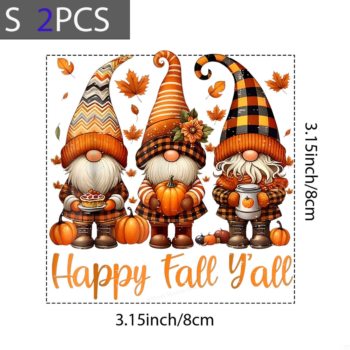 DTF Heat Transfer Iron On Sticker Heat Transfer Designs Ready to Press Autumn Gnomes with Pumpkins and Leaves for Fall Home Decor Clearance - 8