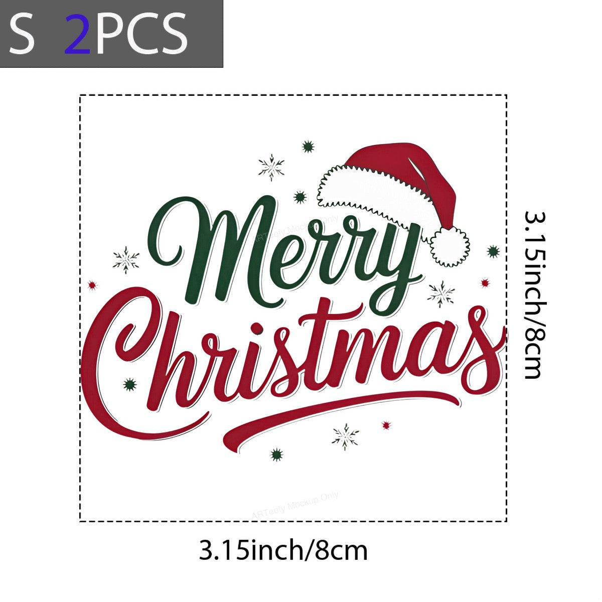 DTF Heat Transfer Iron On Sticker Heat Transfer Designs Ready to Press Merry Christmas Lettering with Santa Hat for Holiday Apparel Decorations Clearance - 8