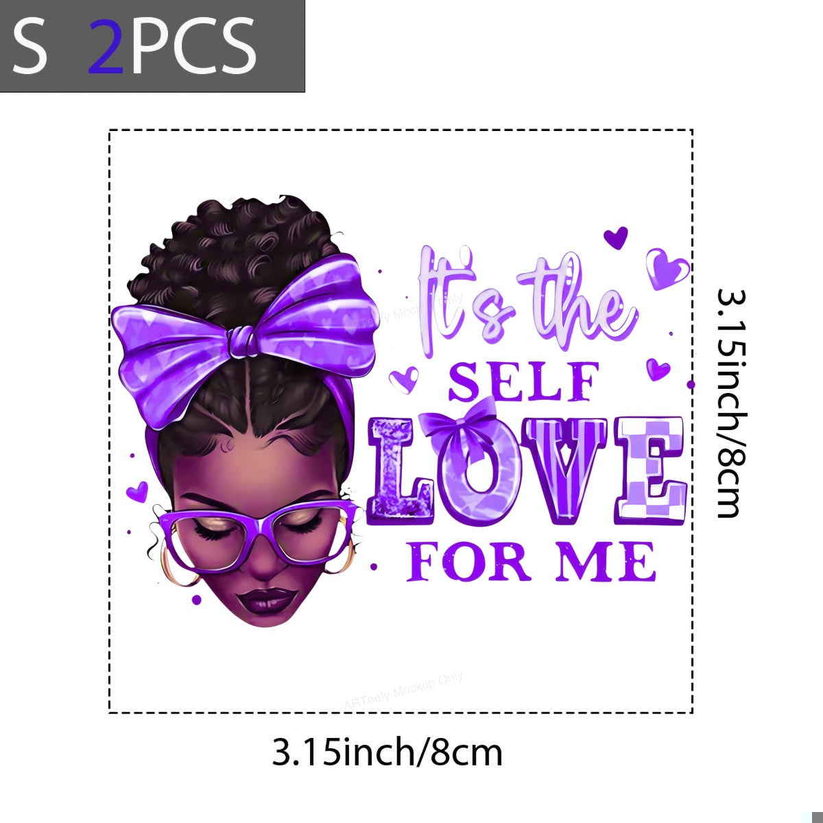 DTF Heat Transfer Iron On Sticker Iron On Transfers for T Shirts Purple Bow Self Love Lettering Designs for Apparel Halloween Clearance - 8