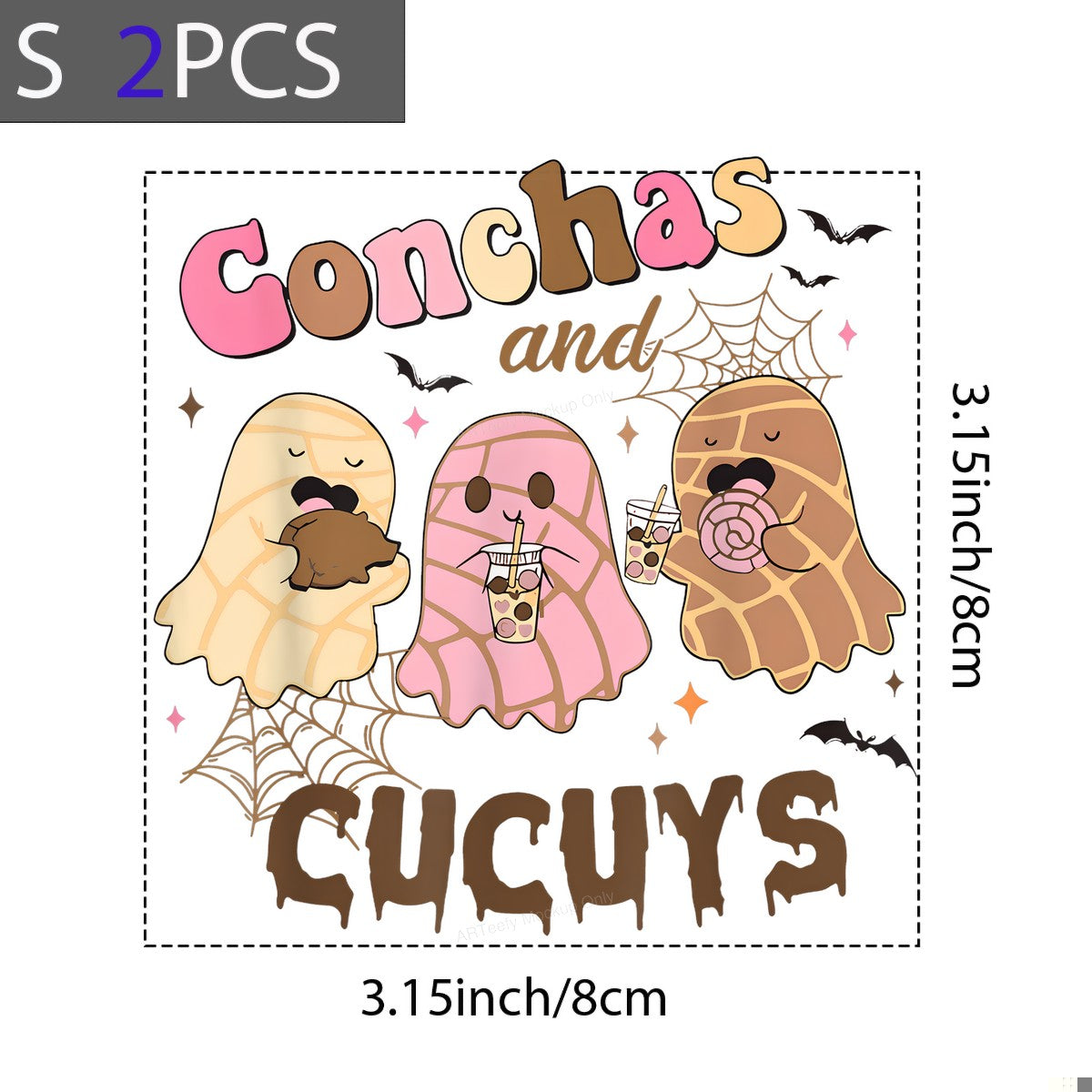 DTF Heat Transfer Iron On Sticker Iron On Transfers for T Shirts Conchas and Cucuy Ghosts Halloween Party Theme for Apparel Local Warehouse - 8