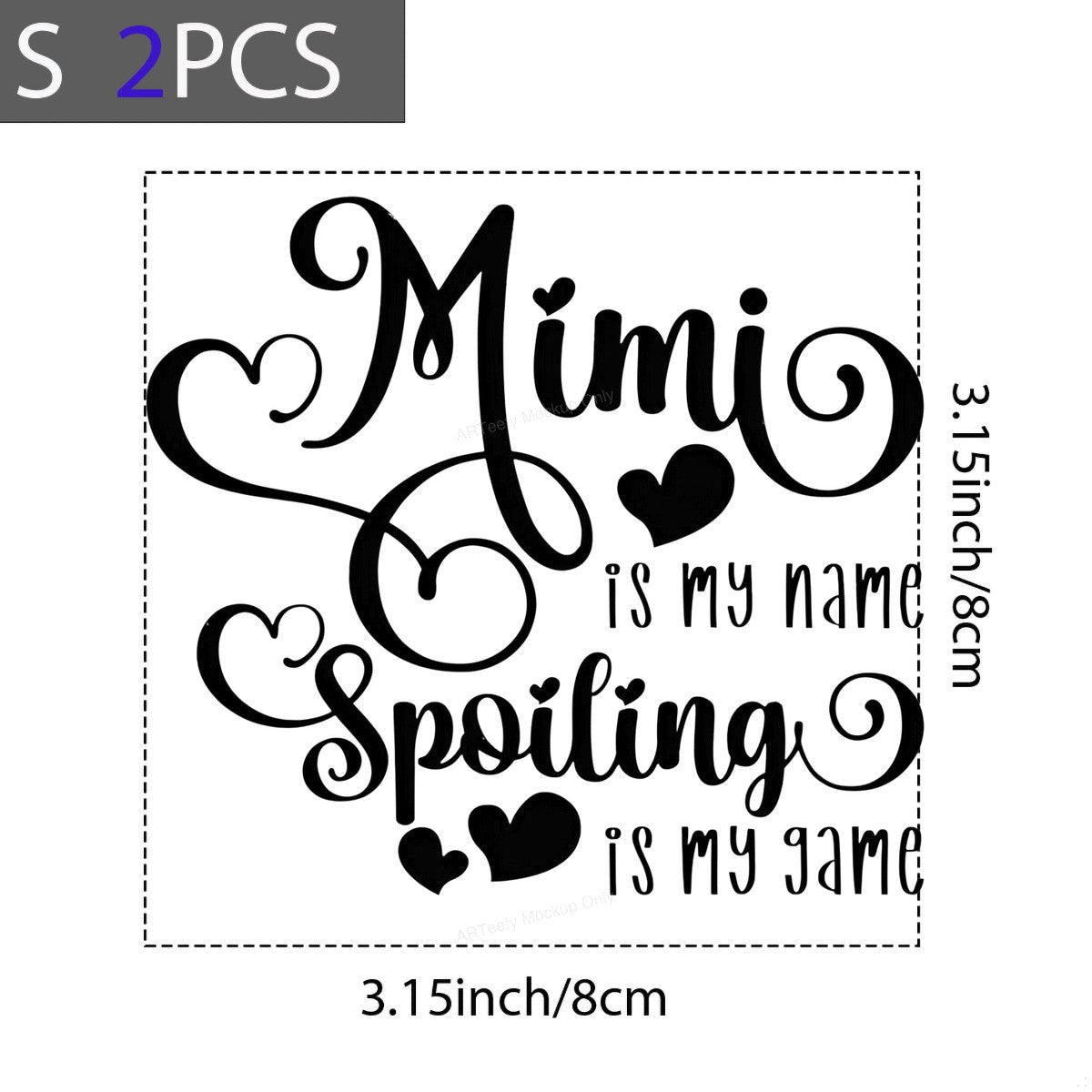 DTF Heat Transfer Iron On Sticker Iron On Transfers for T Shirts Mimi Lettering with Heart Designs for Fun Casual Wear Local Warehouse - 8