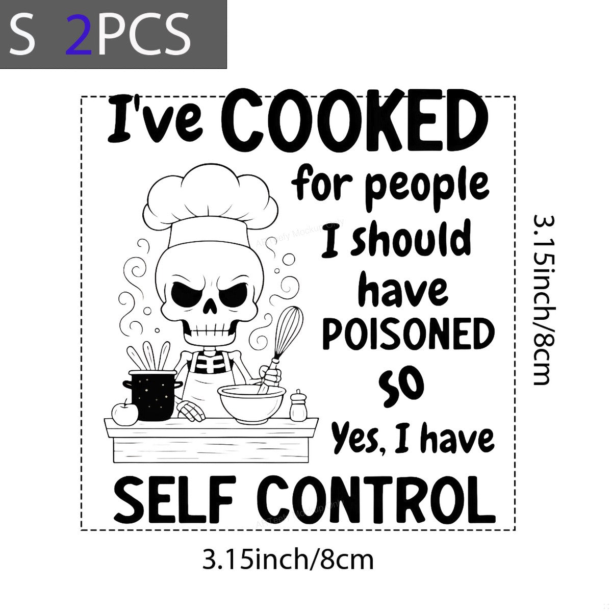 DTF Heat Transfer Iron On Sticker Iron On Transfers for T Shirts Funny Skull Chef Cooking Theme Halloween Iron On Heat Transfers for Apparel Local Warehouse - 8