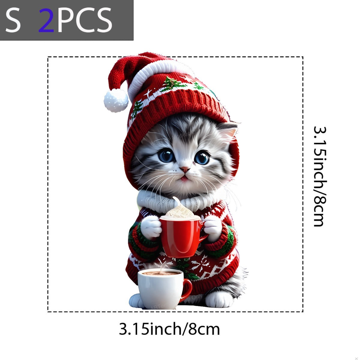 DTF Heat Transfer Iron On Sticker Iron On Transfers for T Shirts Christmas Cute Kitten in Santa Hat Design Heat Press Ready Local Warehouse - 8