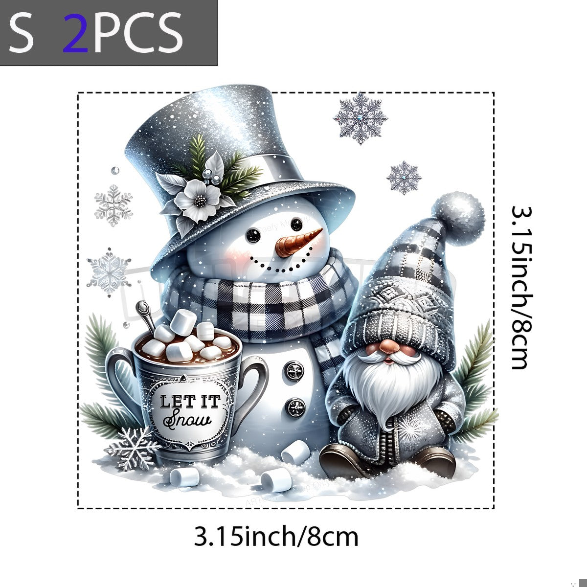 DTF Heat Transfer Iron On Sticker Heat Transfer Designs Ready to Press Snowman Gnome Let It Snow Winter Theme for Christmas T Shirts Hoodies Local Warehouse - 8
