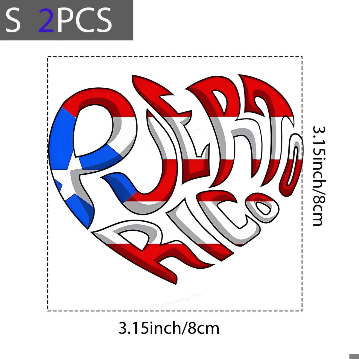 DTF Heat Transfer Iron On Sticker DTF Transfers Ready to Press Puerto Rico Flag Heart Design for T Shirts Hoodies Vintage Merchandise Local Warehouse - 8