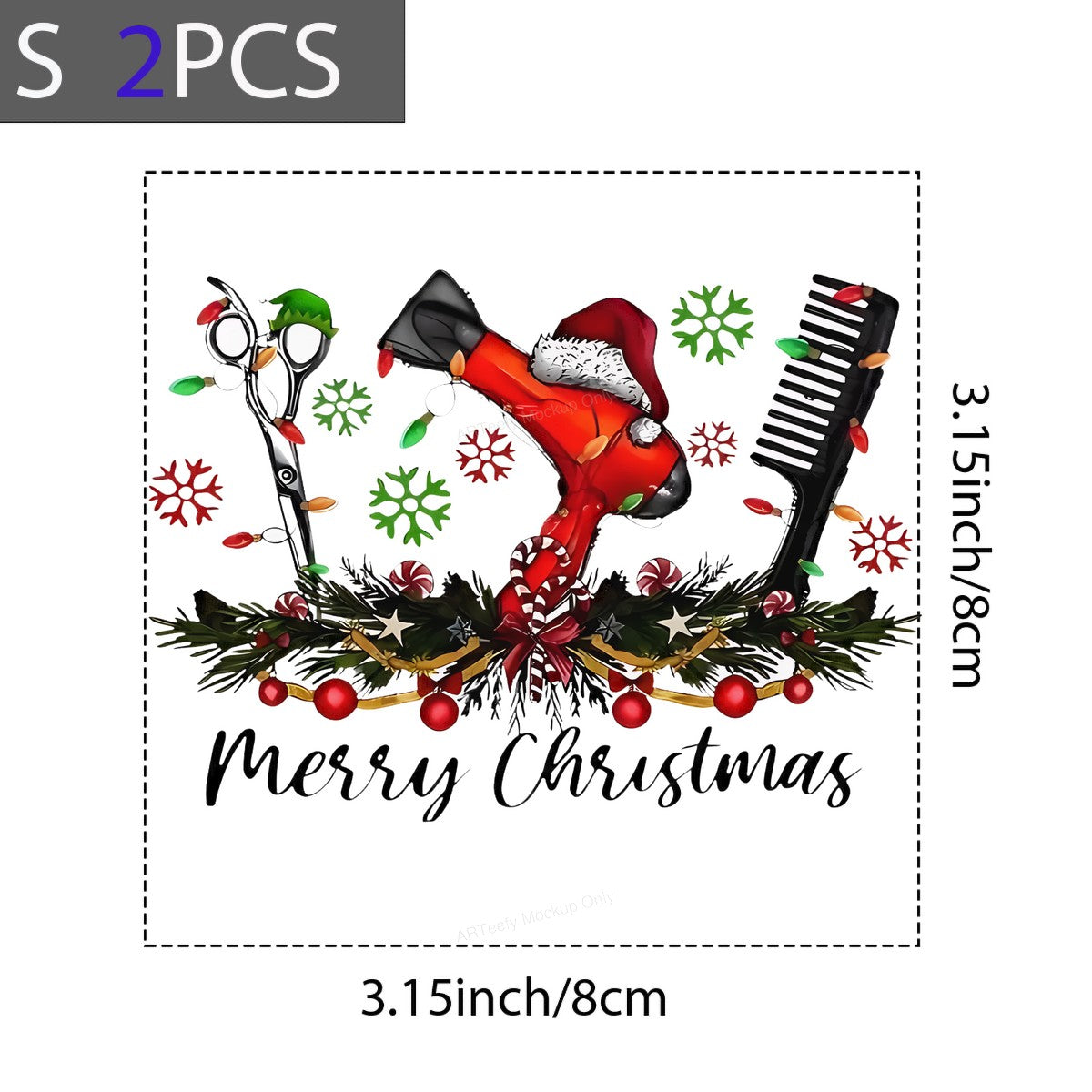 DTF Heat Transfer Iron On Sticker Heat Transfer Designs Ready to Press Christmas Hair Salon Theme Iron On Stickers for T Shirts Hoodies Local Warehouse - 8