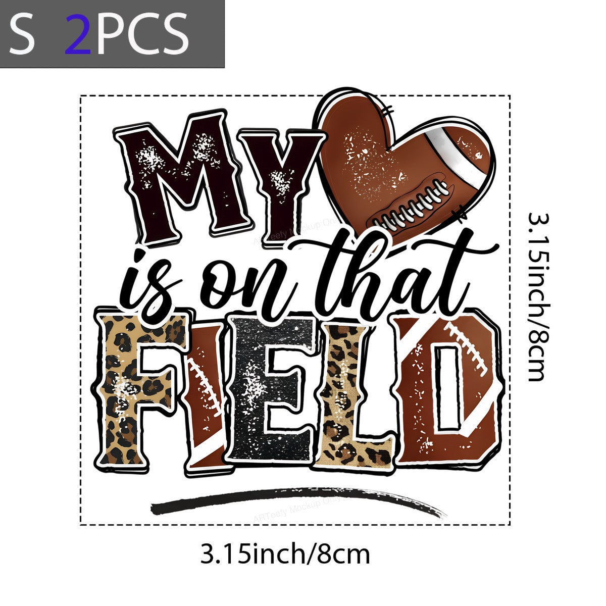 DTF Heat Transfer Iron On Sticker Iron On Heat Transfers Football Heart Leopard Print Sports Team Inspired Designs for T Shirts Hoodies Clearance Local Warehouse - 8