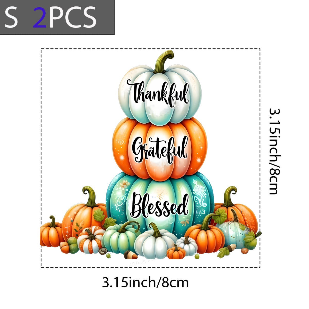 DTF Heat Transfer Iron On Sticker Iron On Heat Transfers Pumpkin Stack Thankful Grateful Blessed Design for Fall Decorations Thanksgiving Apparel Clearance Local Warehouse - 8