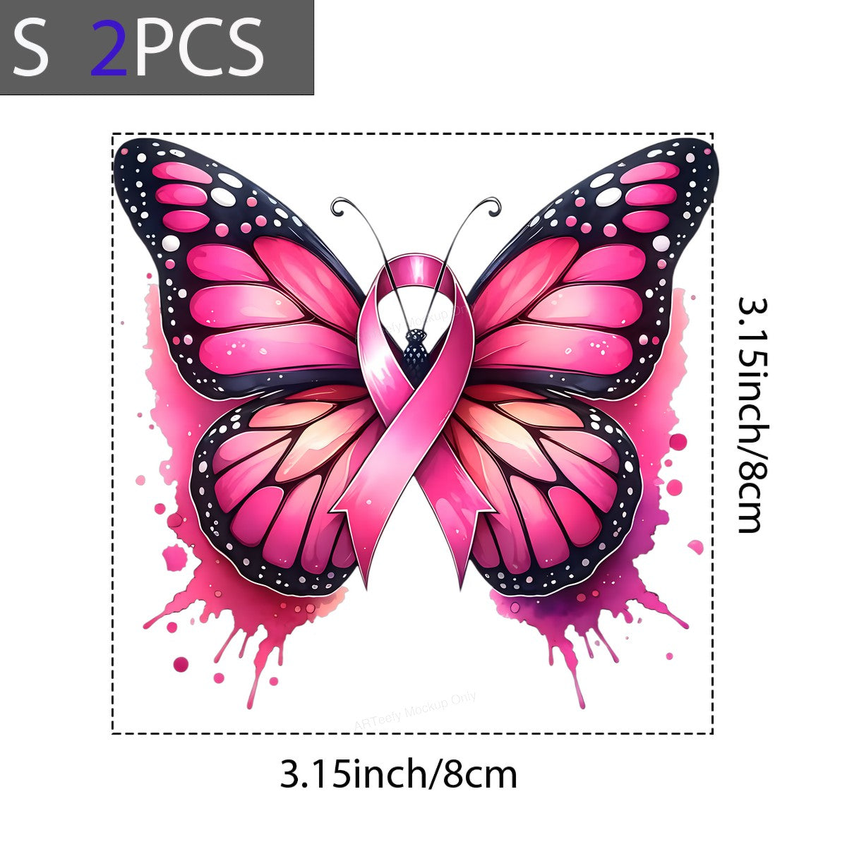 DTF Heat Transfer Iron On Sticker Iron On Heat Transfers Pink Butterfly Breast Cancer Awareness for T Shirts Hoodies Local Warehouse - 8