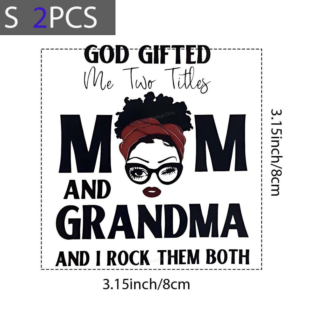 DTF Heat Transfer Iron On Sticker Iron On Heat Transfers Afro Woman Mom Grandma Lettering Perfect Gift for Mother Day T Shirts Hoodies Clearance Local Warehouse - 8