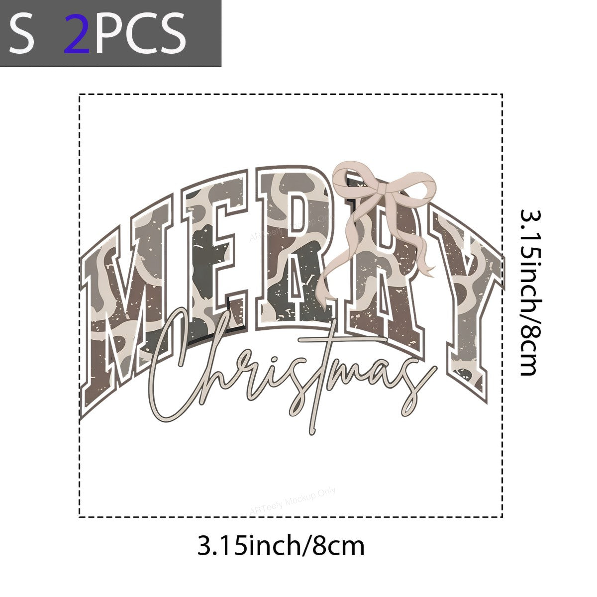 DTF Heat Transfer Iron On Sticker Iron On Heat Transfers Merry Christmas Camo Style for Holiday Shirts Hoodies Local Warehouse - 8