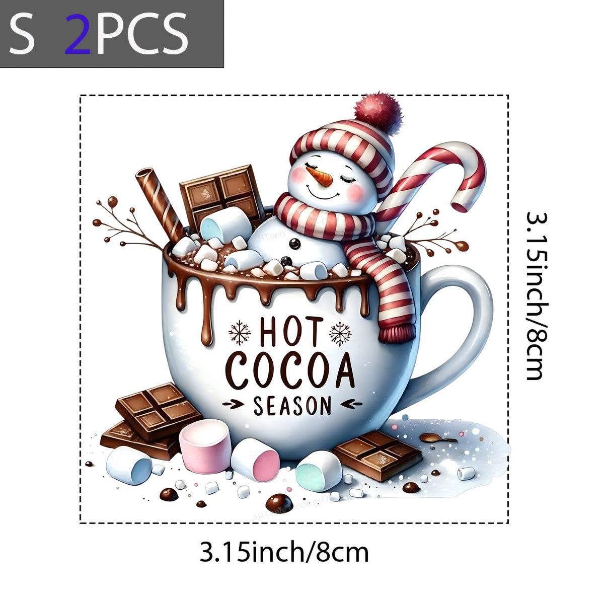 DTF Heat Transfer Iron On Sticker Iron On Heat Transfers Hot Cocoa Season Snowman Mug Design Christmas Iron On Patches for T Shirts Hoodies Clearance - 8