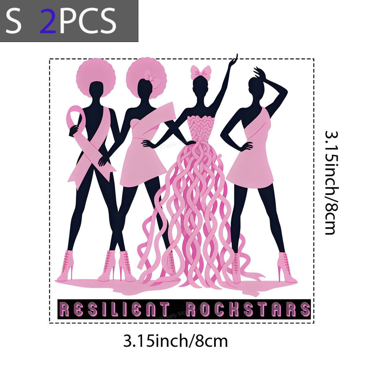 DTF Heat Transfer Iron On Sticker Iron On Heat Transfers Pink Ribbon Resilient Rockstars Design Breast Cancer Awareness Items for T Shirts Hoodies Clearance - 8