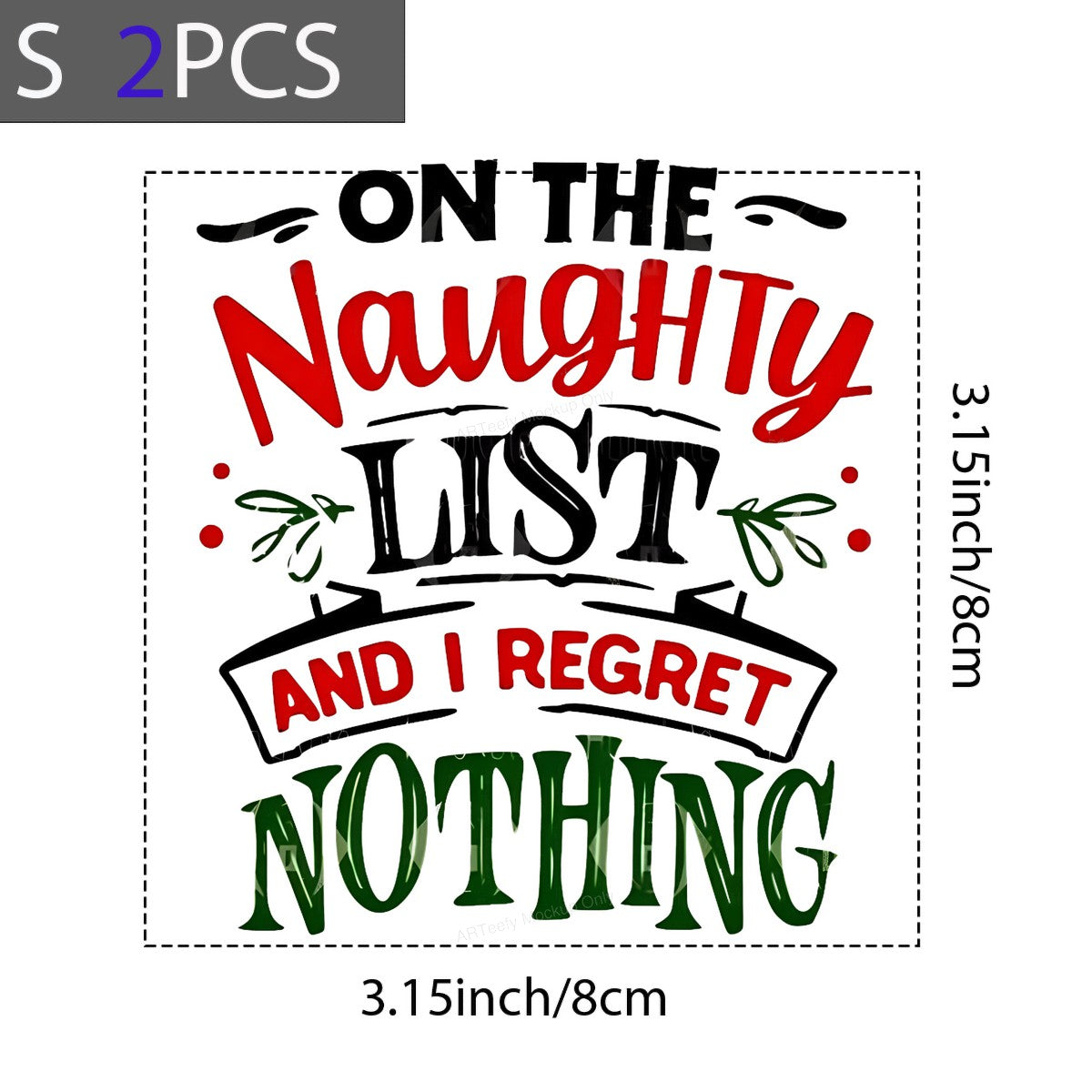 DTF Heat Transfer Iron On Sticker Iron On Heat Transfers Naughty List Christmas Theme Designs for T Shirts Hoodies Local Warehouse - 8