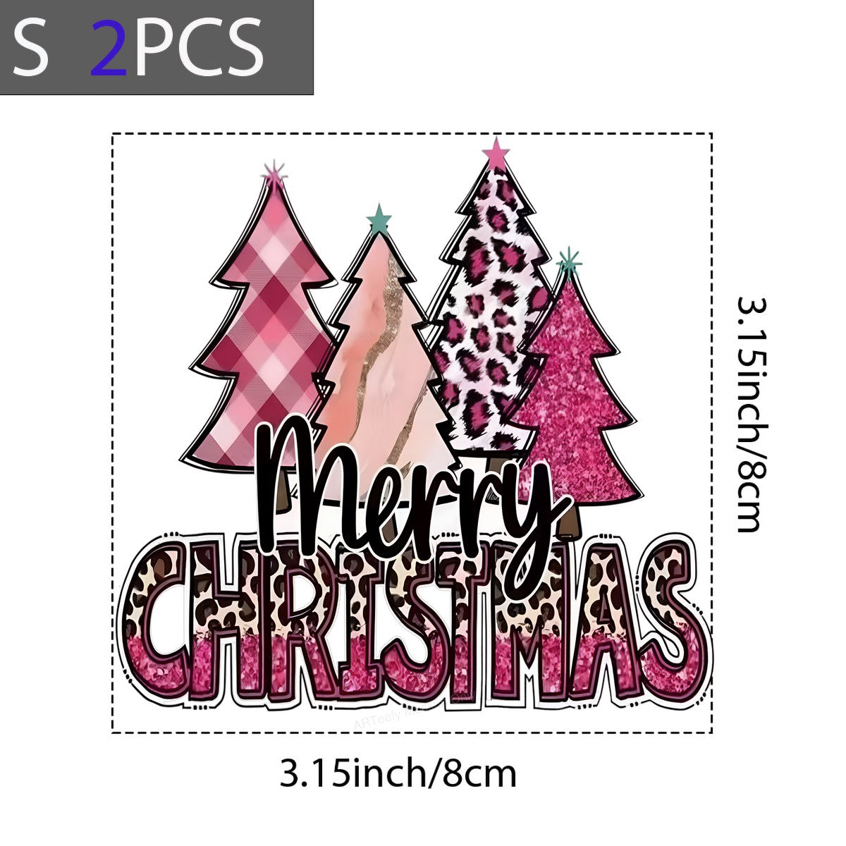 DTF Heat Transfer Iron On Sticker Iron On Heat Transfers Merry Christmas Leopard Plaid Tree Design for Holiday Apparel Local Warehouse - 8