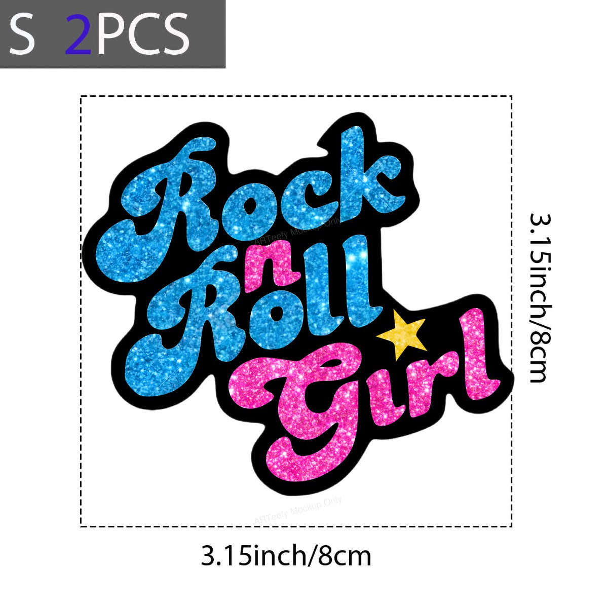 DTF Heat Transfer Iron On Sticker Iron On Heat Transfers Rock and Roll Glitter Lettering for T Shirts Hoodies Vintage Merchandise Clearance - 8