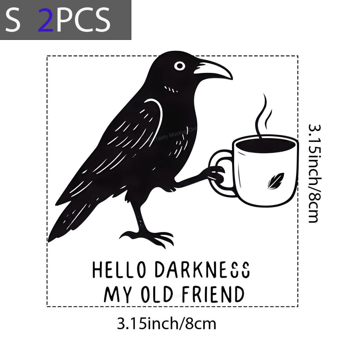 DTF Heat Transfer Iron On Sticker Iron On Heat Transfers Raven Coffee Cup Design Dark Humor Perfect Gift for T Shirts Hoodies Clearance - 8