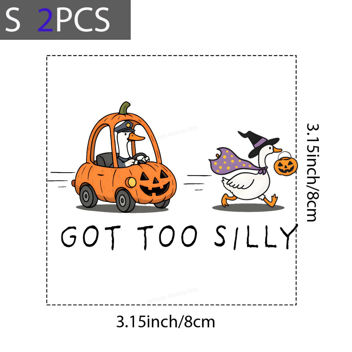 DTF Heat Transfer Iron On Sticker Iron On Heat Transfers Halloween Cartoon Goose and Pumpkin Car Design for T Shirts Local Warehouse - 8