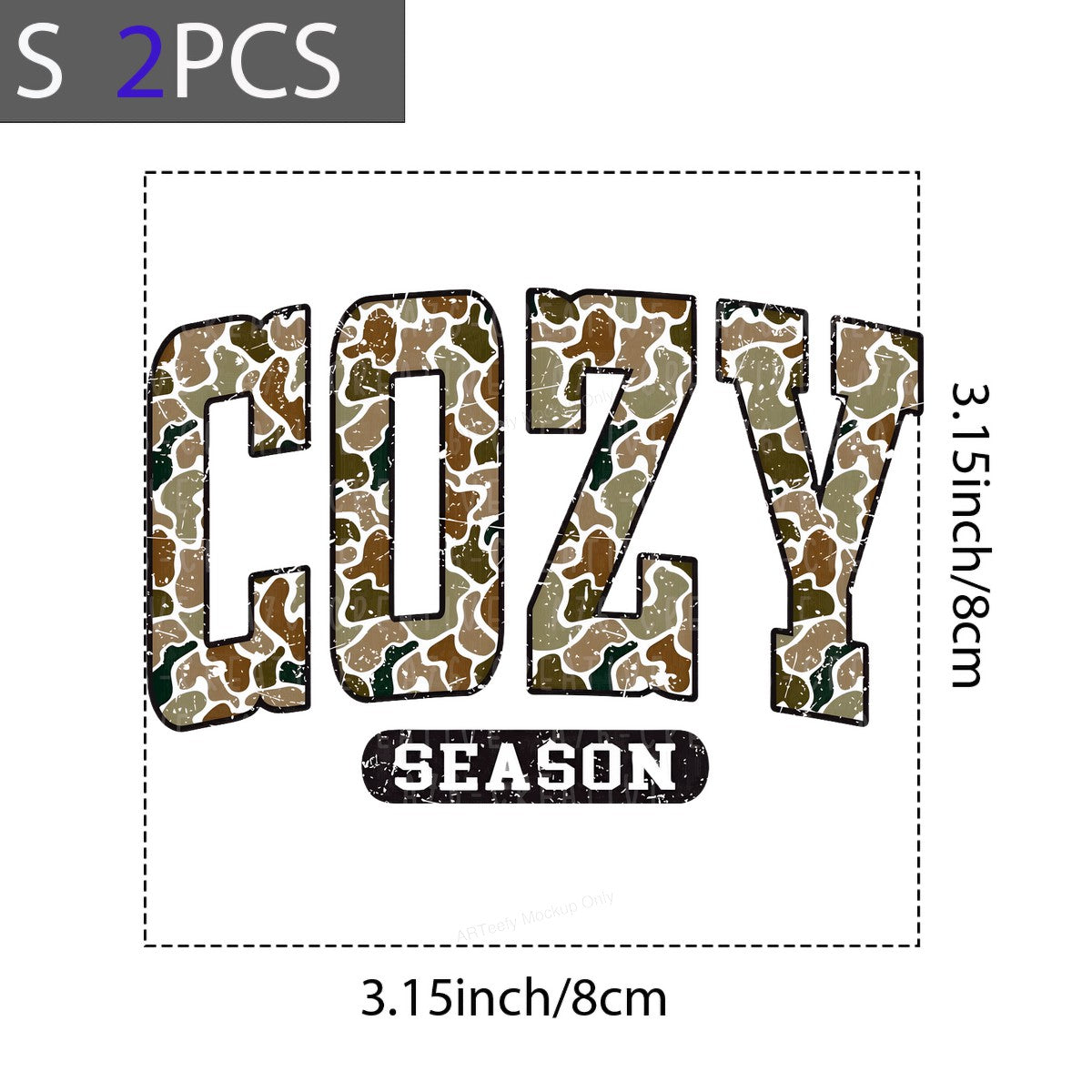 DTF Heat Transfer Iron On Sticker Iron On Heat Transfers Cozy Season Camo Style for Fall Apparel Jackets Hoodies Clearance - 8