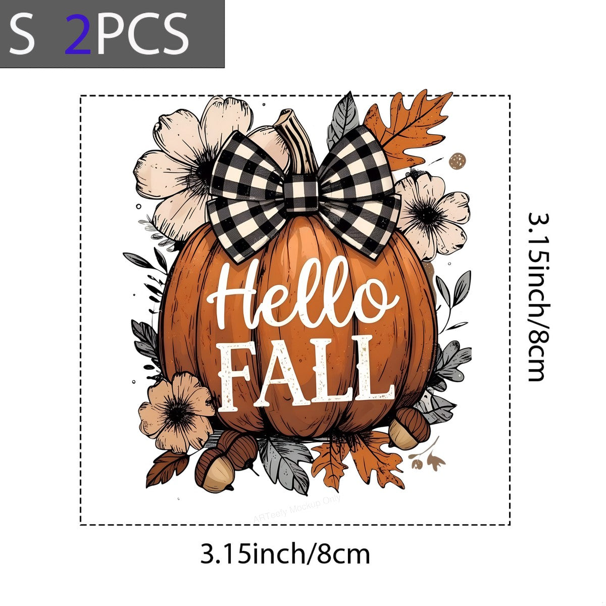 DTF Heat Transfer Iron On Sticker Iron On Heat Transfers Buffalo Plaid Bow Pumpkin with Floral Autumn Design Fall Decorations for Home T Shirts Hoodies Clearance - 8