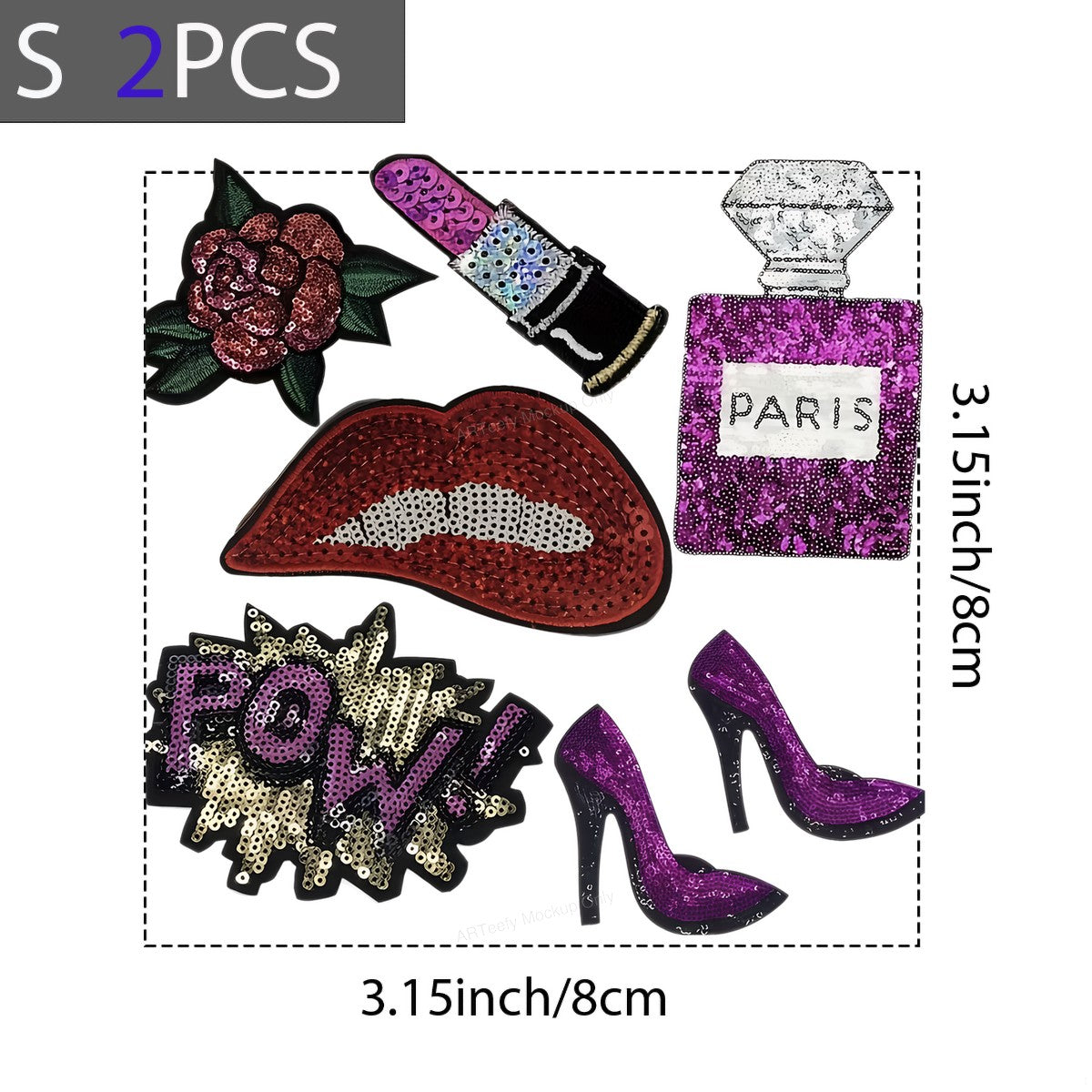 DTF Heat Transfer Iron On Sticker Iron On Transfers for T Shirts Glamorous Sequin Fashion Accessories Inspired Designs for Apparel Bags Jackets Clearance - 8