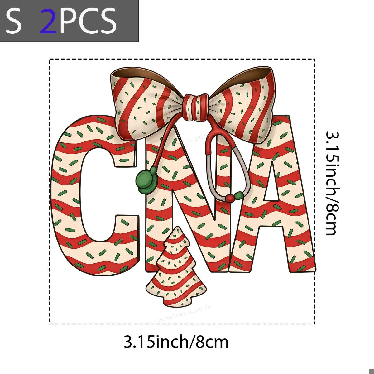 DTF Heat Transfer Iron On Sticker Iron On Transfers for T Shirts Festive CNA Christmas Stethoscope Design for Holiday Apparel Gifts Clearance - 8