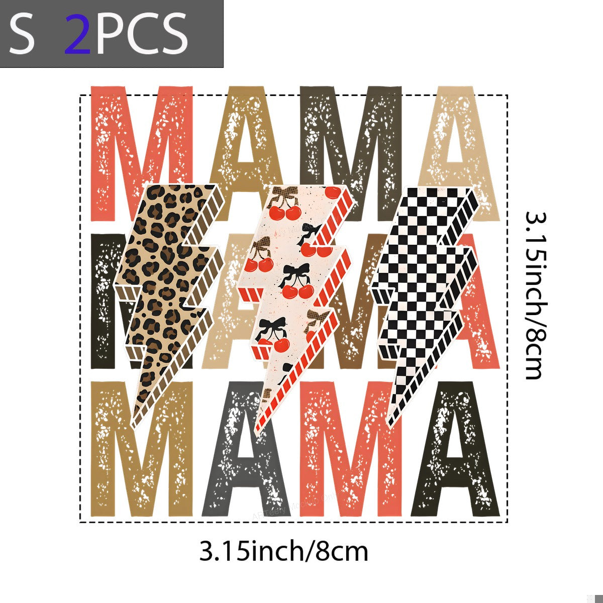 DTF Heat Transfer Iron On Sticker Iron On Heat Transfers Leopard Cherry Checkered Mama Lettering for Mother Day Gifts T Shirts Hoodies Clearance - 8