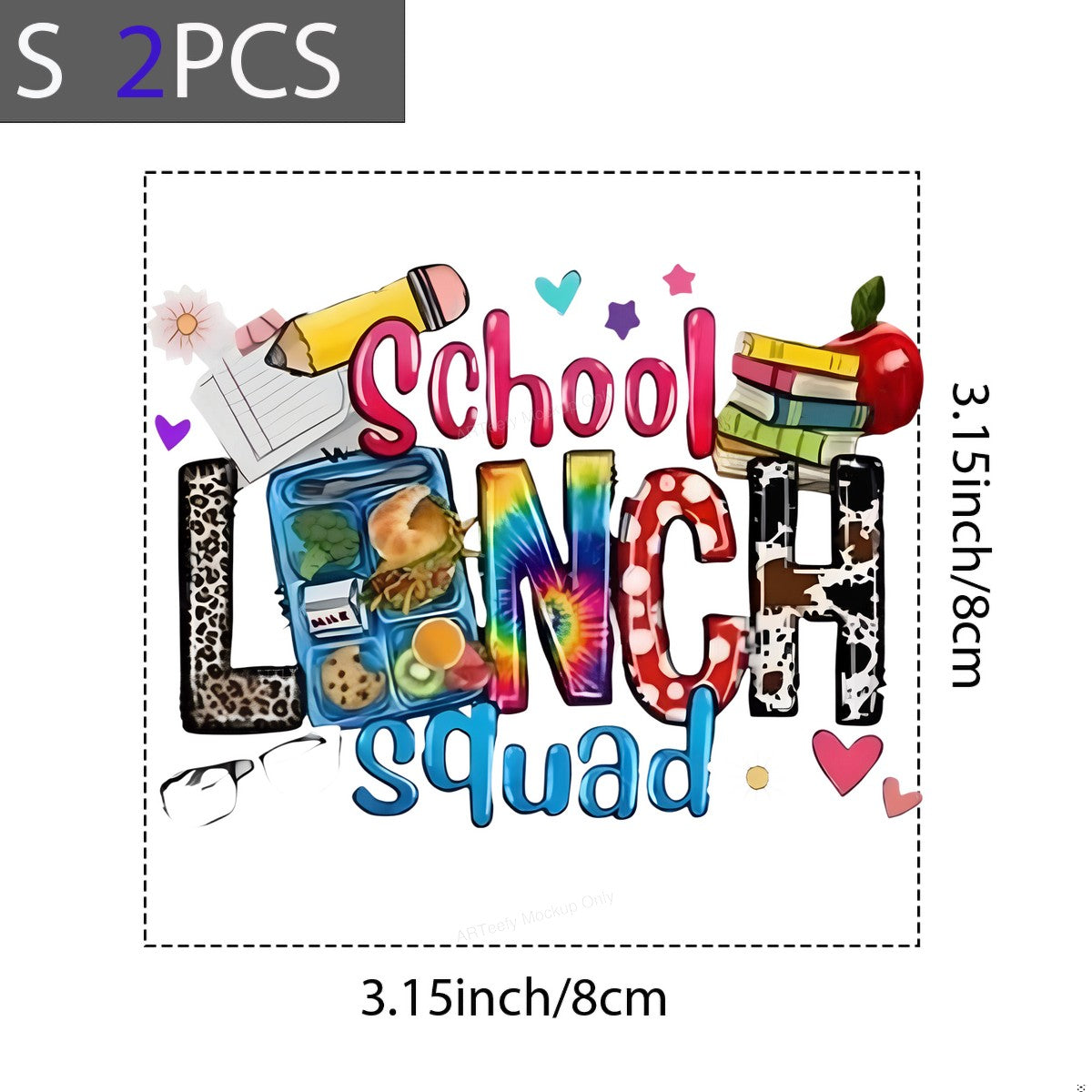 Back to School Lunch Squad Cartoon DTF Heat Transfer Iron On Sticker for Kids T-Shirts School Lunch Crew - 8