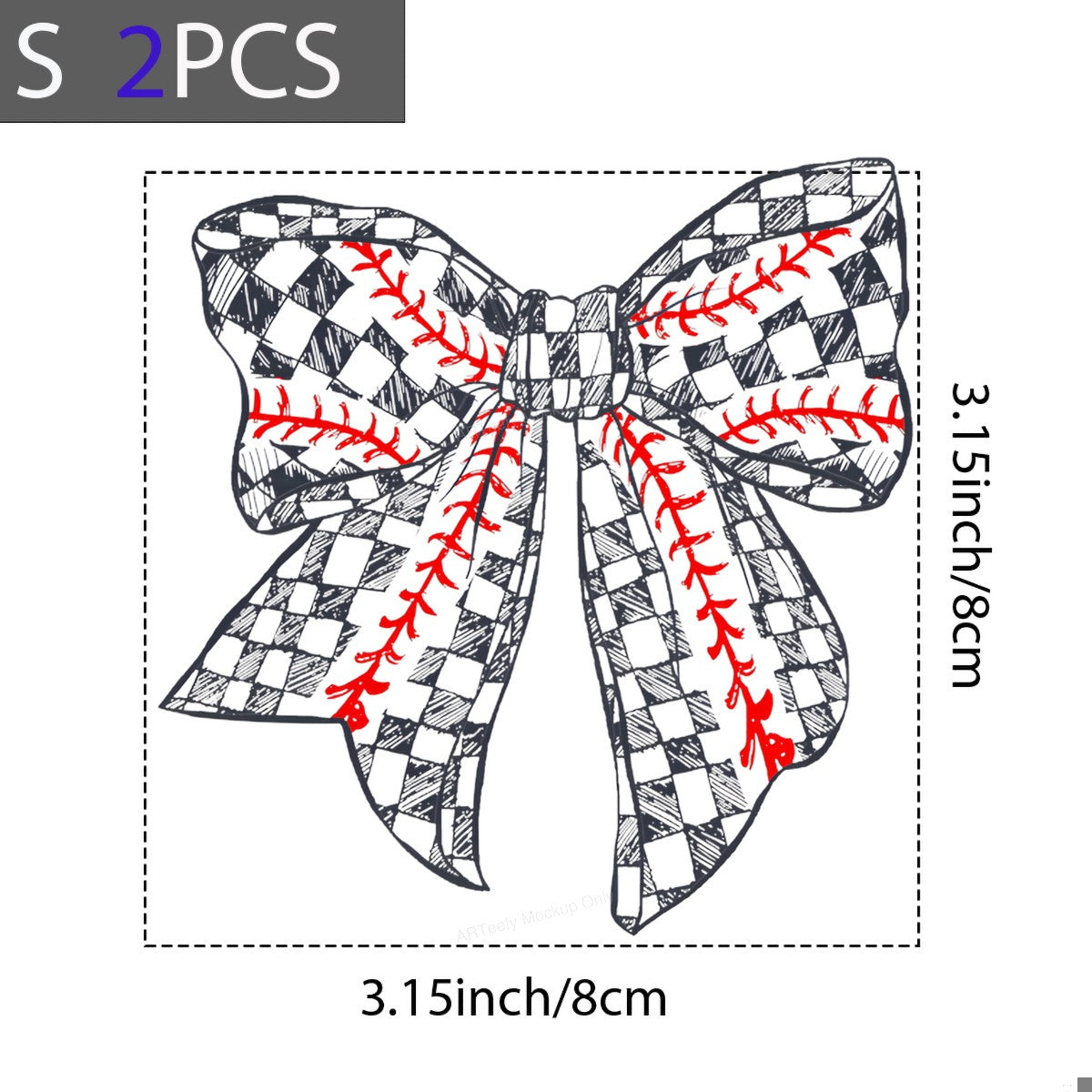 DTF Heat Transfer Iron On Sticker Iron On Heat Transfers Baseball Bow Checkered Style for Apparel Bags Jackets Local Warehouse - 8