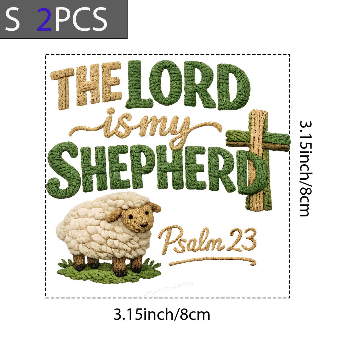 DTF Heat Transfer Iron On Sticker Iron On Heat Transfers Psalm 23 Sheep Cross Design for Religious Apparel Local Warehouse - 8