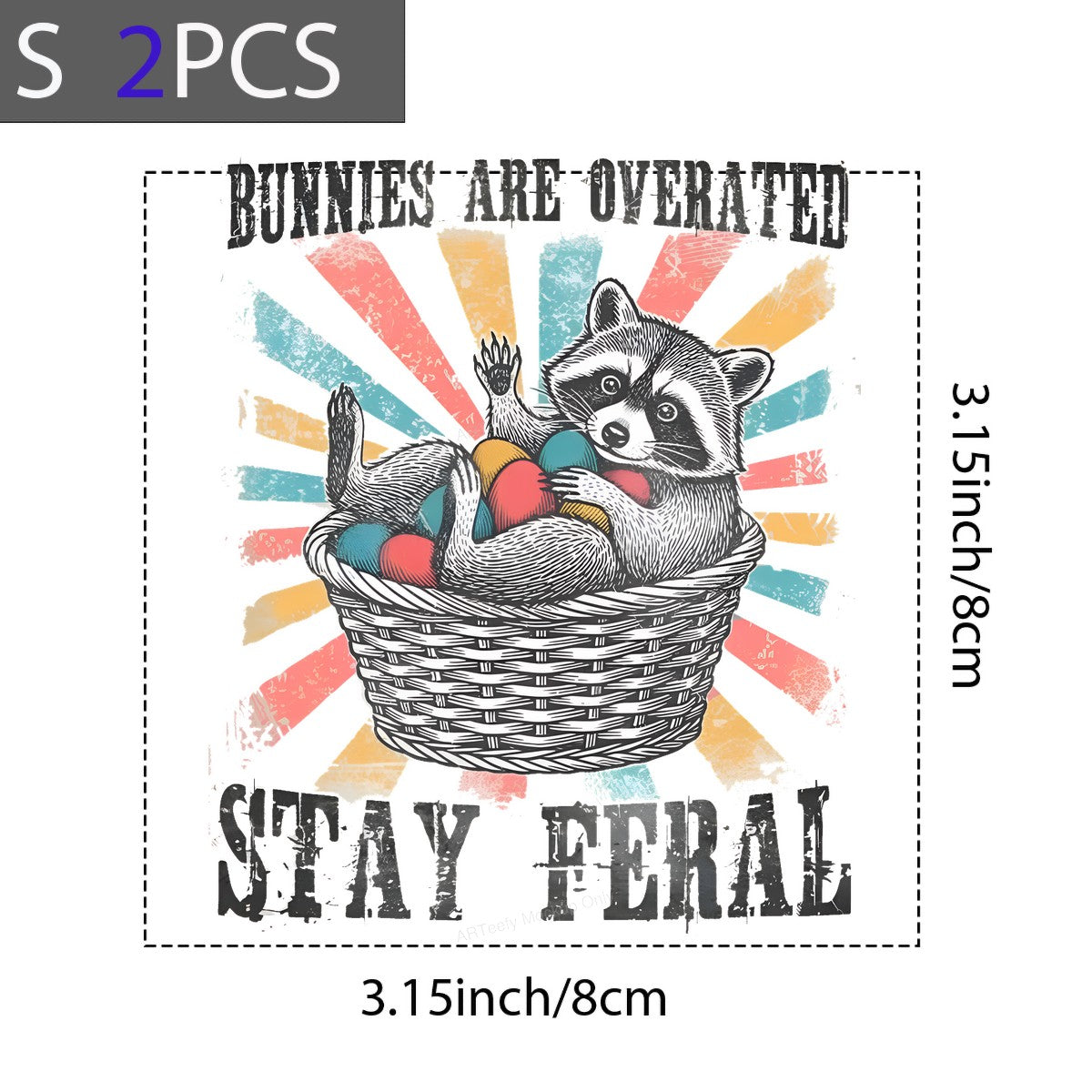 DTF Heat Transfer Iron On Sticker Iron On Heat Transfers Raccoon Easter Basket Graphic for Spring Apparel Local Warehouse - 8
