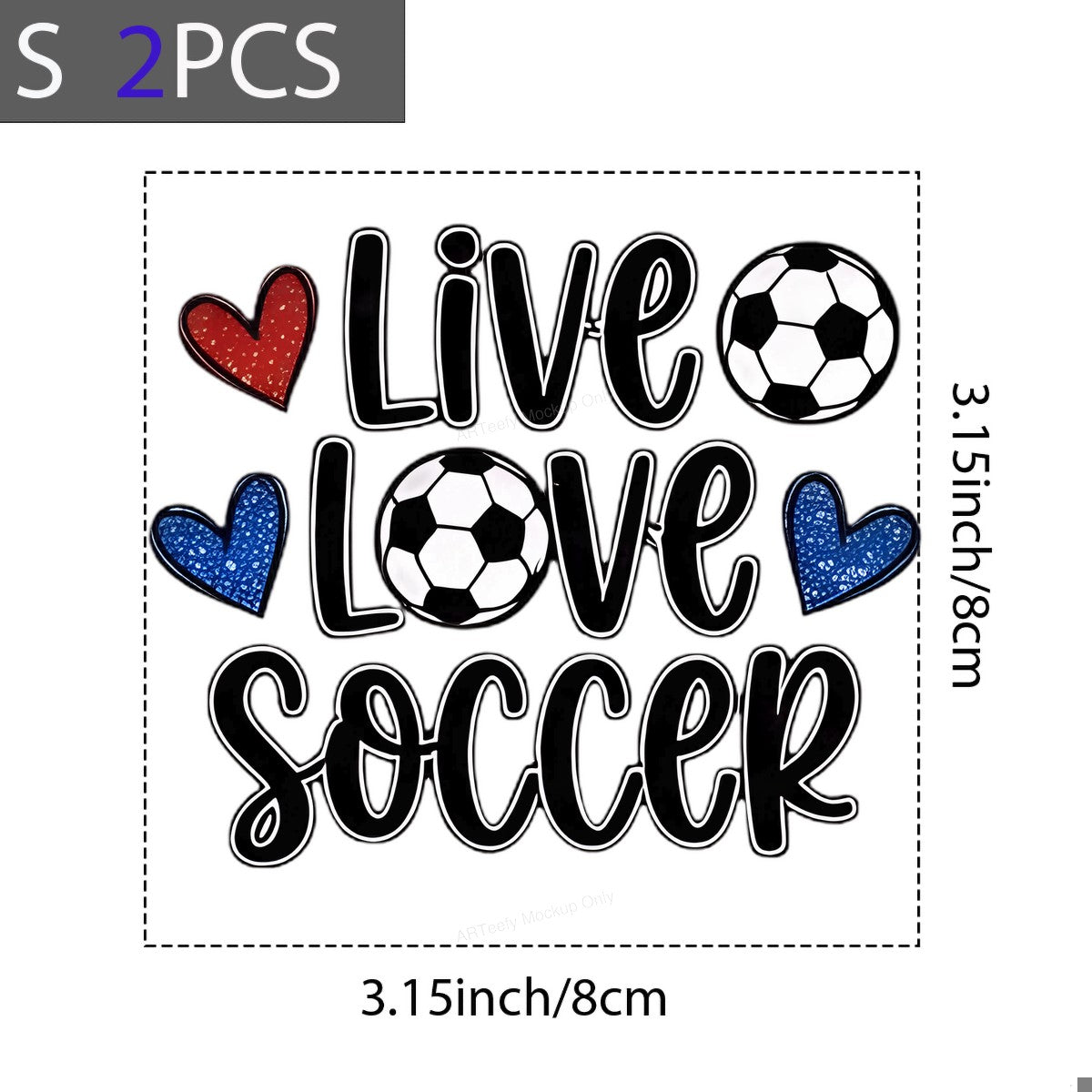 DTF Heat Transfer Iron On Sticker Iron On Heat Transfers Live Love Soccer Design for Sports Apparel Local Warehouse - 8