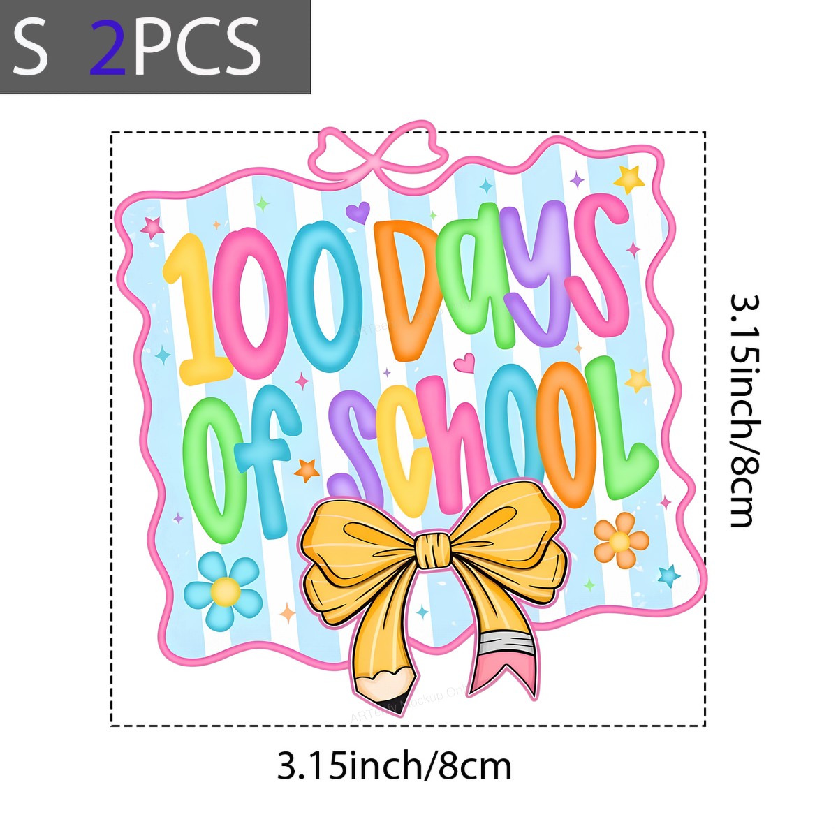 DTF Heat Transfer Iron On Sticker Iron On Transfers for T Shirts Colorful 100 Days of School Celebration Design Back to School Clearance - 8