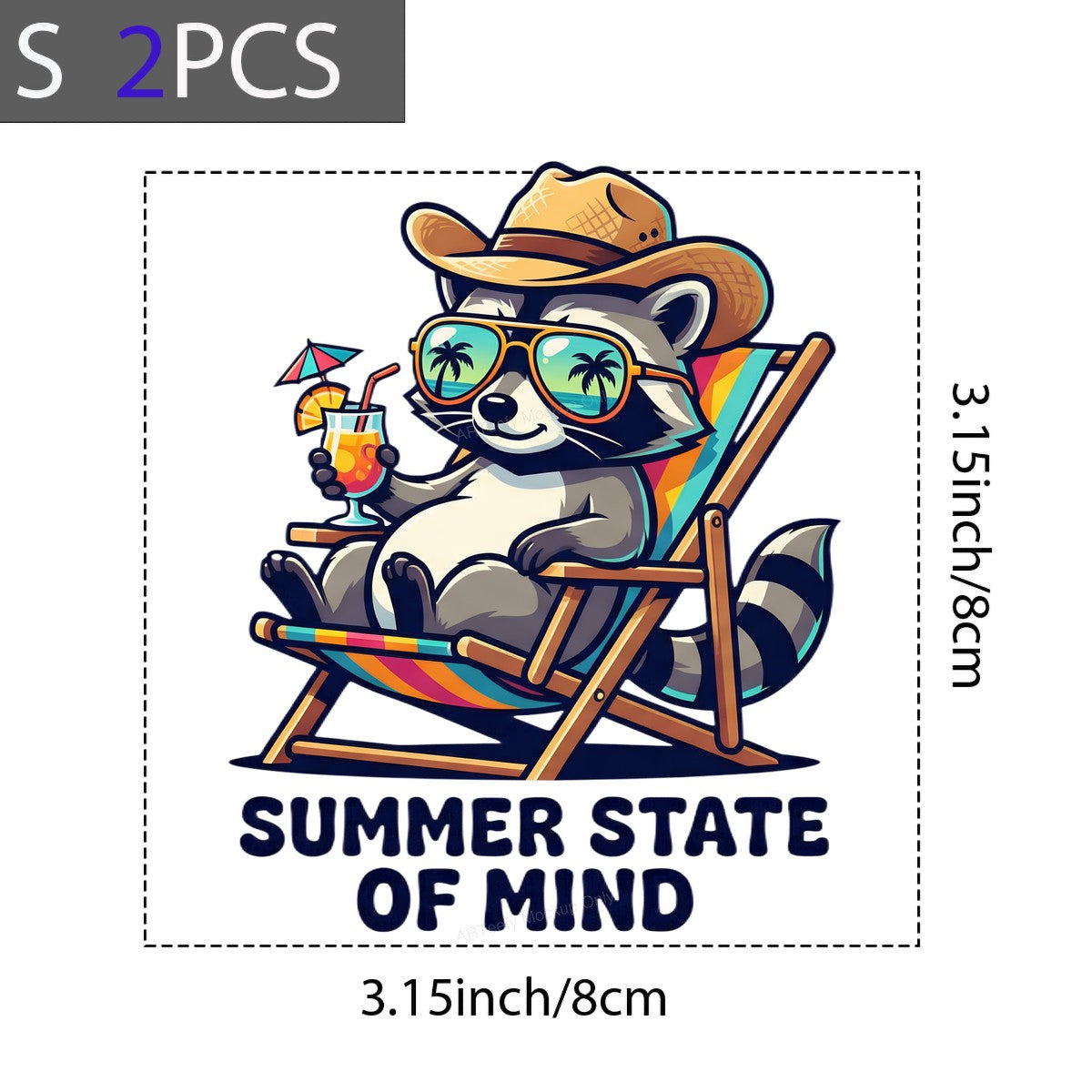 DTF Heat Transfer Iron On Sticker Iron On Heat Transfers Summer Raccoon Beach Vibes for T Shirts Hoodies Clearance - 8