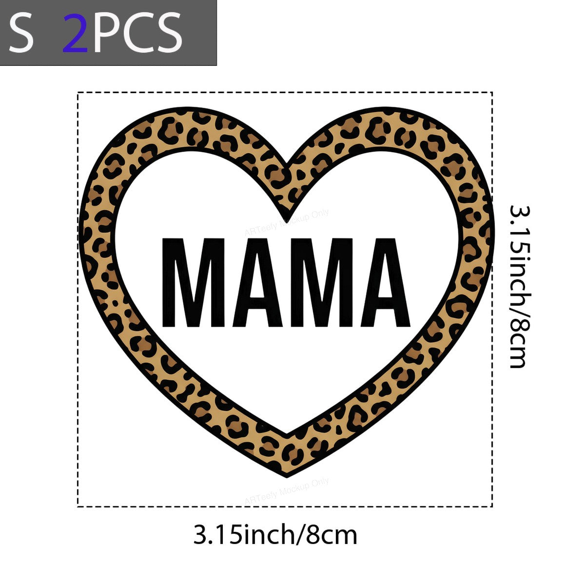DTF Heat Transfer Iron On Sticker Iron On Heat Transfers Leopard Heart Mama Design for T Shirts Apparel Gifts Local Warehouse - 8