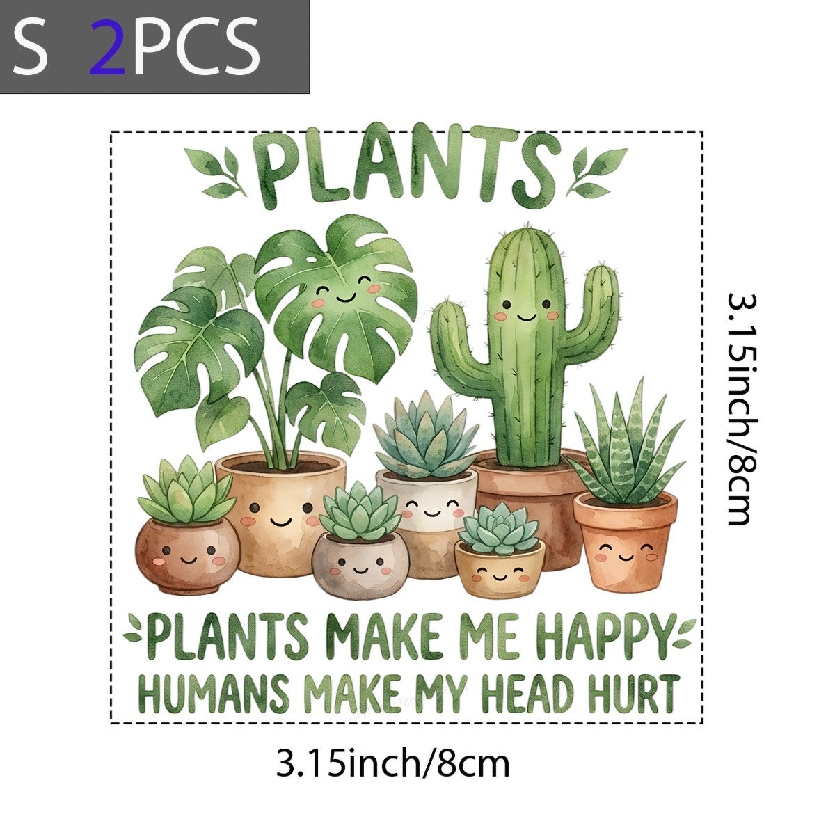 DTF Heat Transfer Iron On Sticker Iron On Heat Transfers Plant Design Cute Happy Succulents for T Shirts Hoodies Local Warehouse - 8