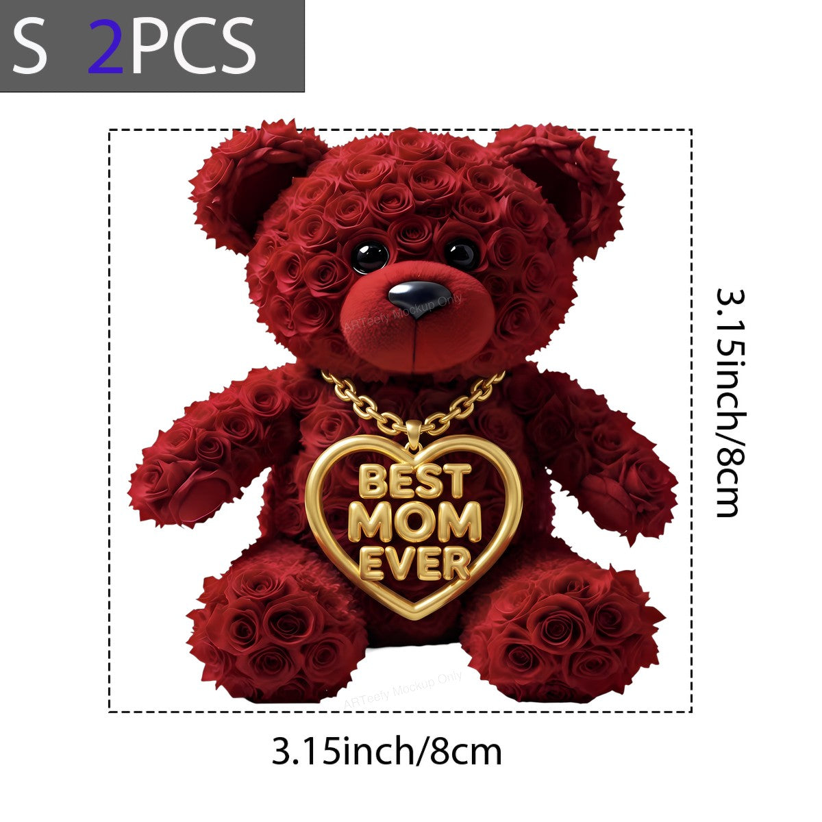 DTF Heat Transfer Iron On Sticker Iron On Heat Transfers Rose Teddy Bear Best Mom Ever Design for Mother Day Gifts T Shirts Hoodies Clearance - 8