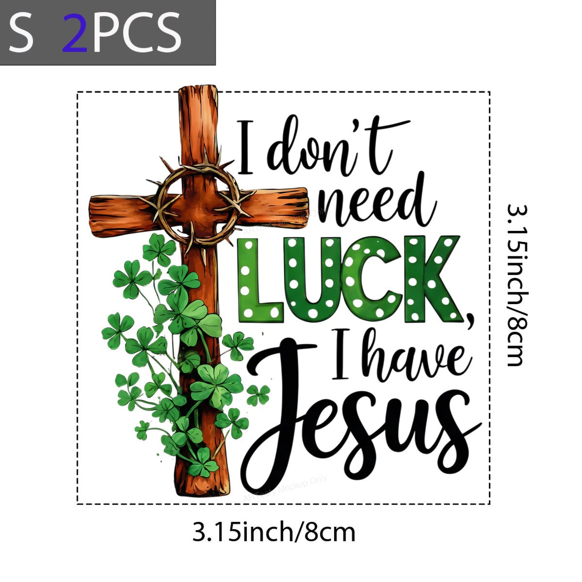 DTF Heat Transfer Iron On Sticker Iron On Heat Transfers Christian Cross and Clover Design Inspirational Apparel for T Shirts Hoodies Clearance - 8