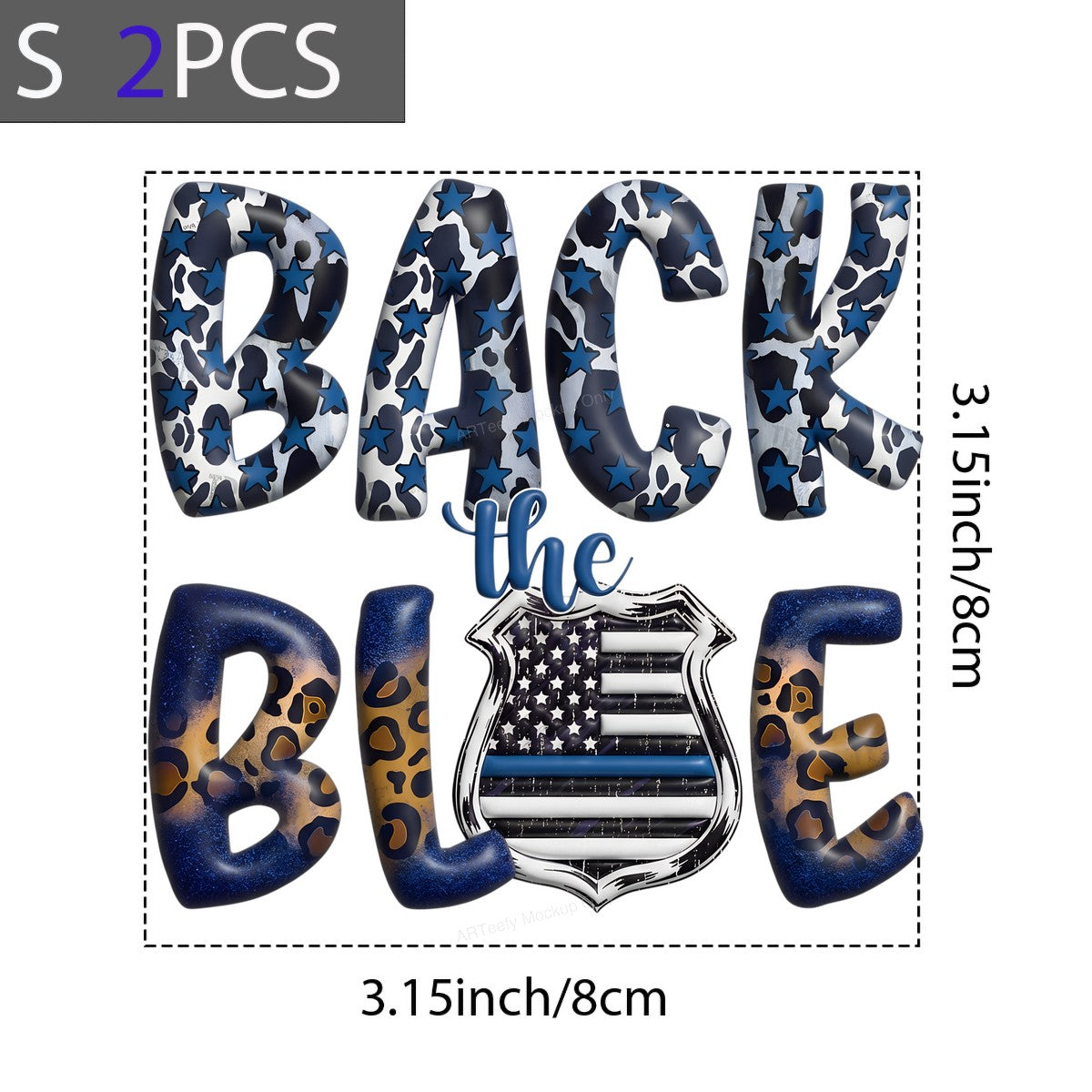 DTF Heat Transfer Iron On Sticker Iron On Heat Transfers Back the Blue Patriotic Stars Leopard Print Design for T Shirts Hoodies Local Warehouse - 8