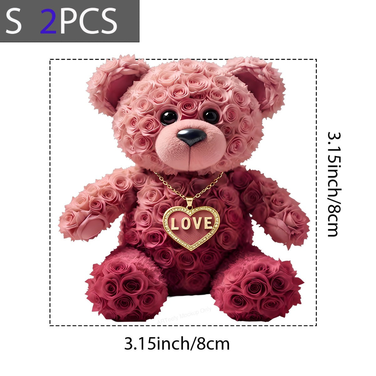DTF Heat Transfer Iron On Sticker Iron On Heat Transfers Rose Teddy Bear Design Romantic Gift Ideas for Valentine Day Apparel Clearance - 8