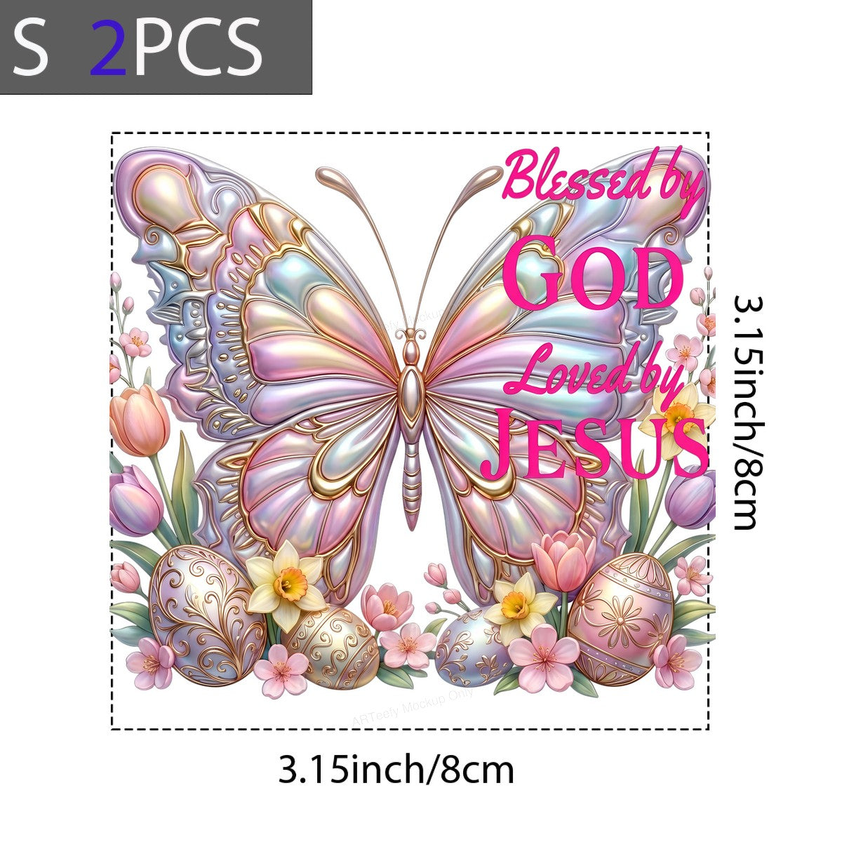 DTF Heat Transfer Iron On Sticker Iron On Heat Transfers Pastel Butterfly Floral Blessed by God Loved by Jesus Easter T Shirts Hoodies Clearance - 8