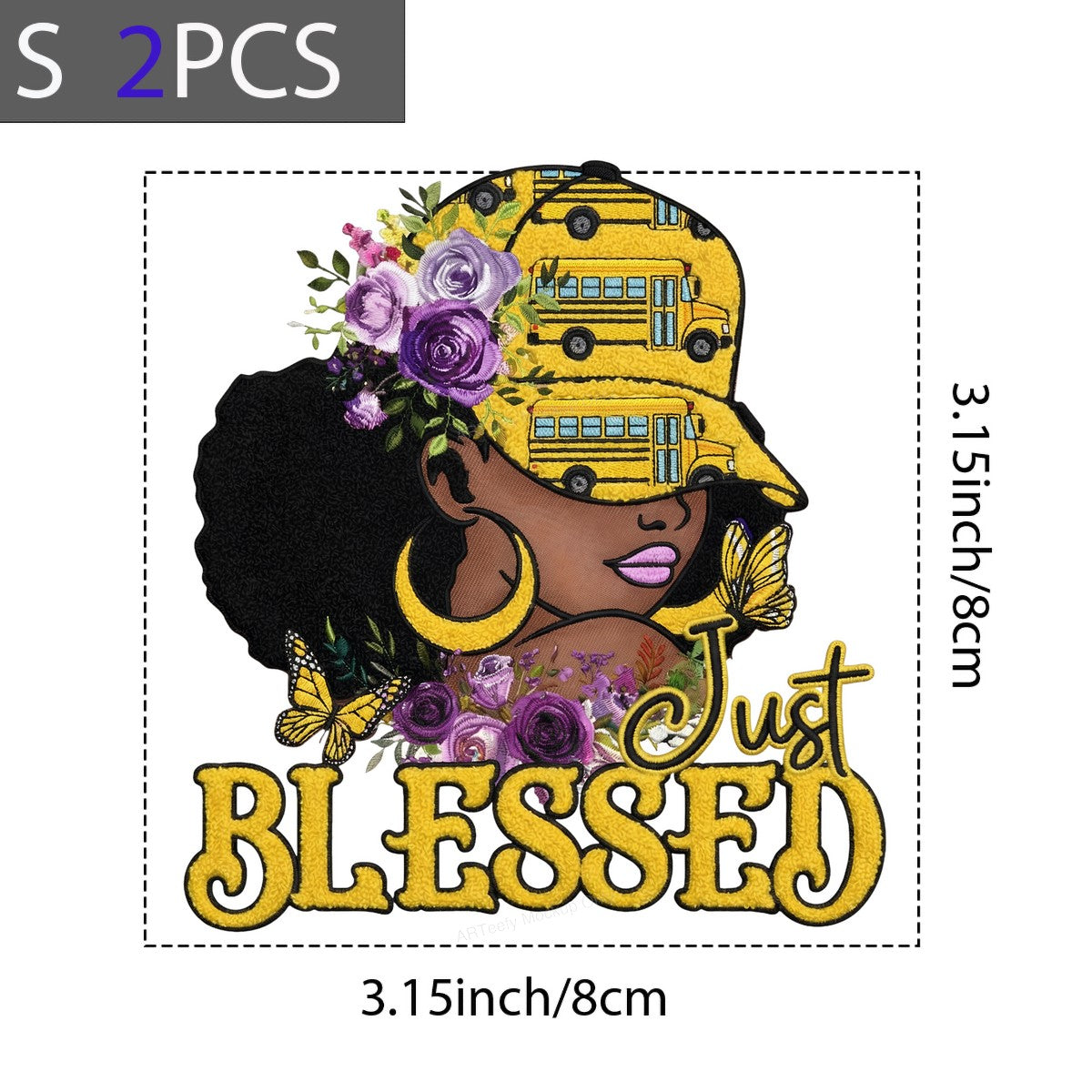 DTF Heat Transfer Iron On Sticker Iron On Transfers for T Shirts Just Blessed Floral Design School Bus Butterfly Theme Local Warehouse - 8