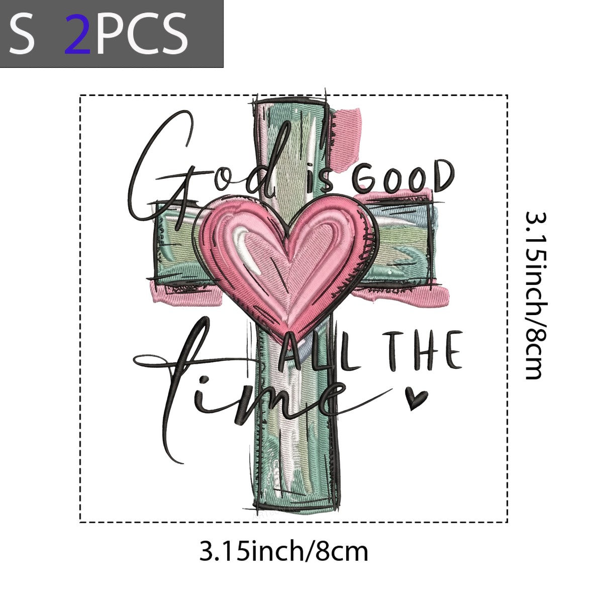 DTF Heat Transfer Iron On Sticker Iron On Heat Transfers Heart Cross Religious Design for T Shirts Hoodies Local Warehouse - 8