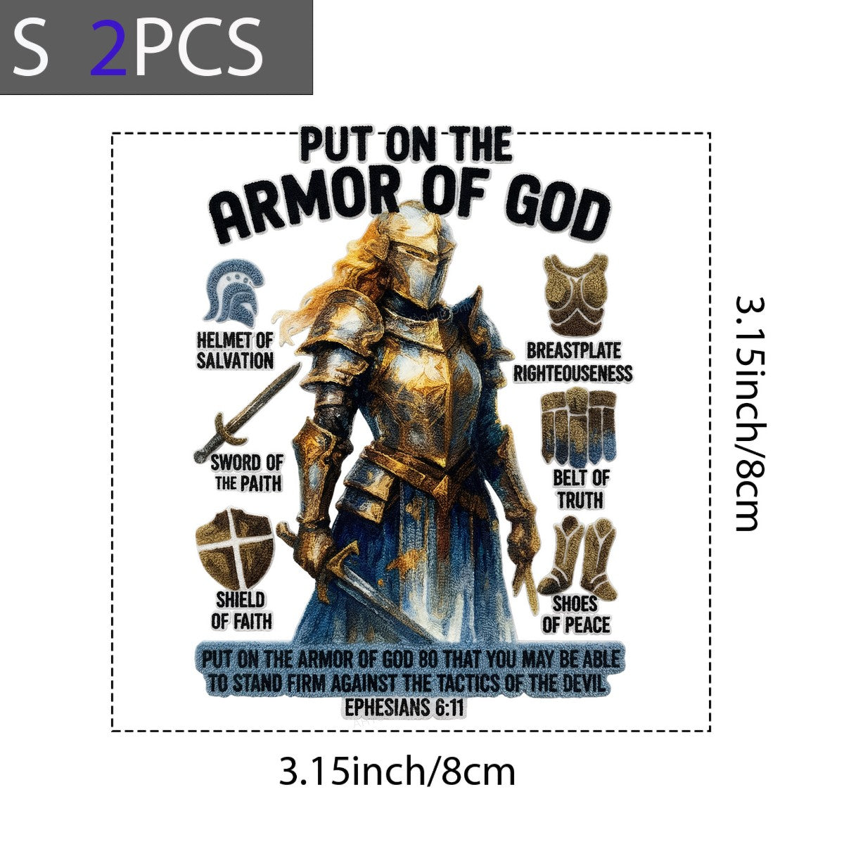 DTF Heat Transfer Iron On Sticker Iron On Heat Transfers Armor of God Design Faith Inspired Apparel for T Shirts Hoodies Clearance - 8