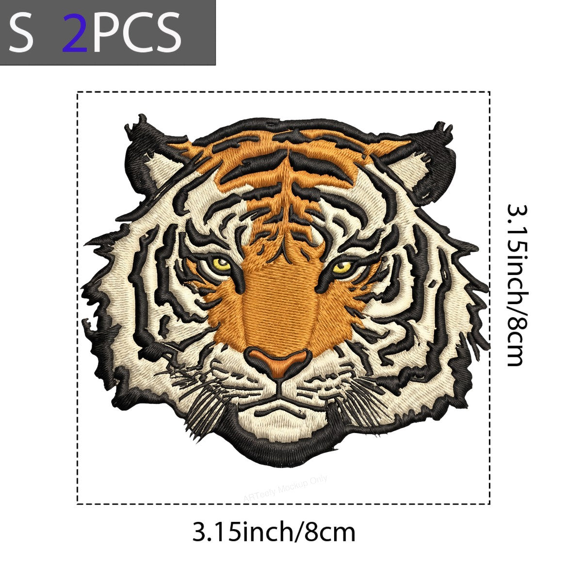 DTF Heat Transfer Iron On Sticker Iron On Heat Transfers Tiger Face Embroidery Style for Apparel Jackets Bags Local Warehouse - 8