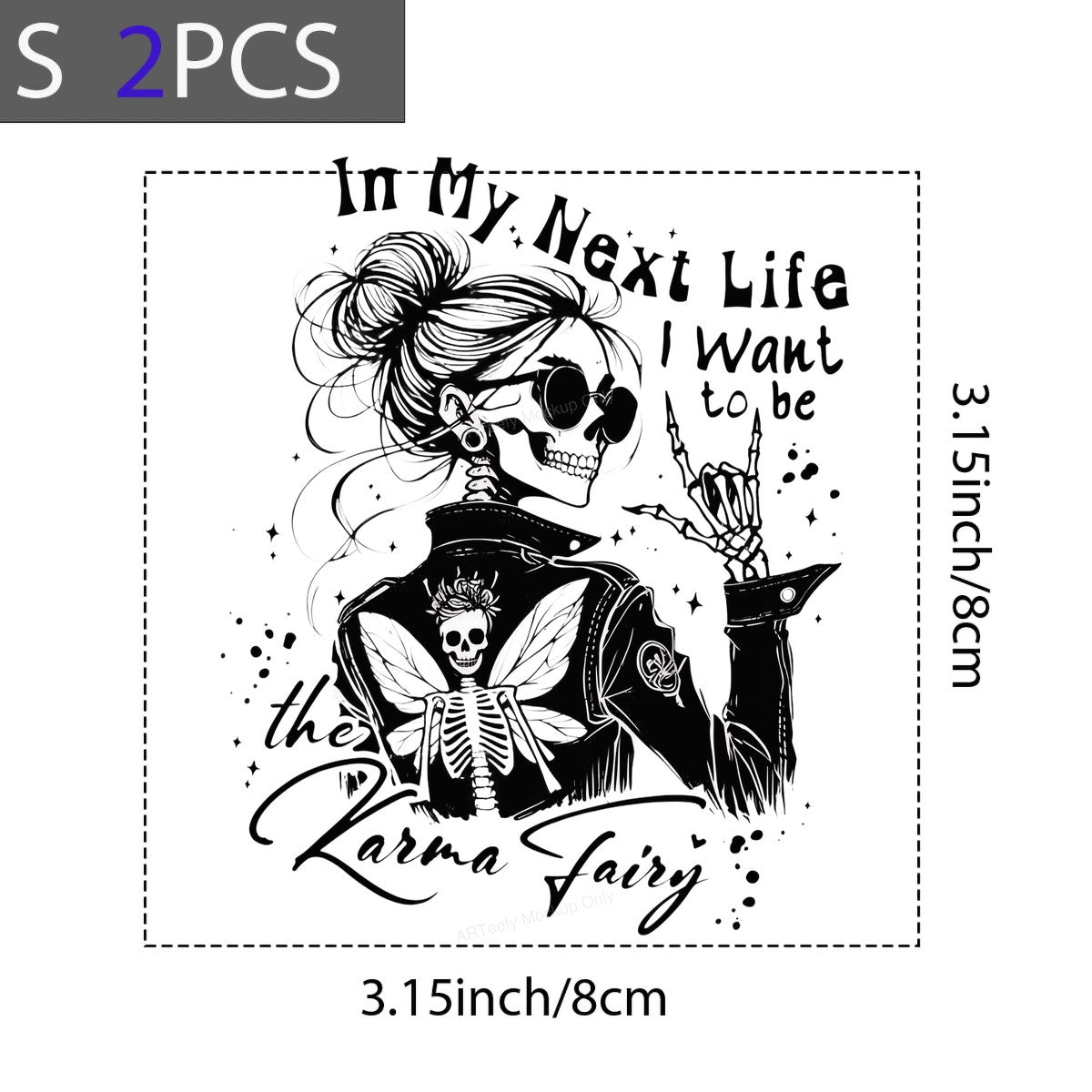 DTF Heat Transfer Iron On Sticker Iron On Heat Transfers Skull Karma Fairy Design for T Shirts Halloween Decorations Clearance - 8